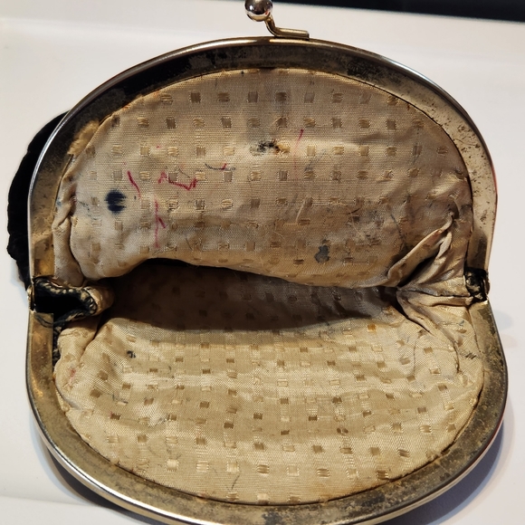 Vintage velvet evening bag fold over clutch - Picture 6 of 7